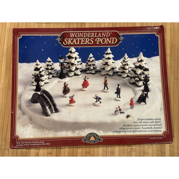 VINTAGE 1996 Christmas Fantasy LTD Wonderland Skaters Pond 8 Songs W/Box Tested - Picture 14 of 16